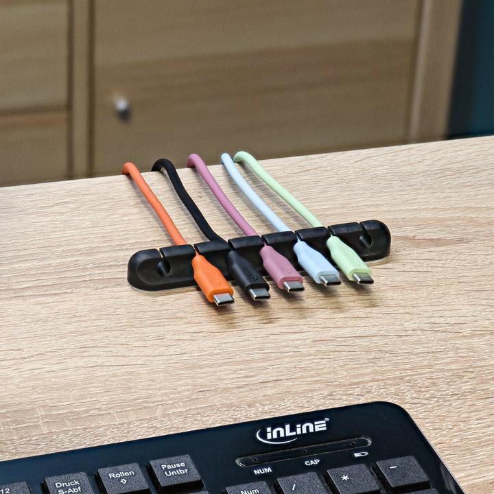 Produktbild InLine ® Kabelmanager-Set, 3-, 5-, 7-fach, selbstklebend, schwarz (12.60 mm, 3 Stk.)