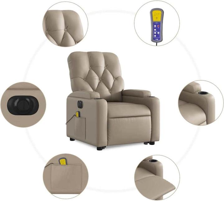Actual product image vidaXL Massage armchair with stand-up aid TV armchair Relax armchair cappuccino-brown