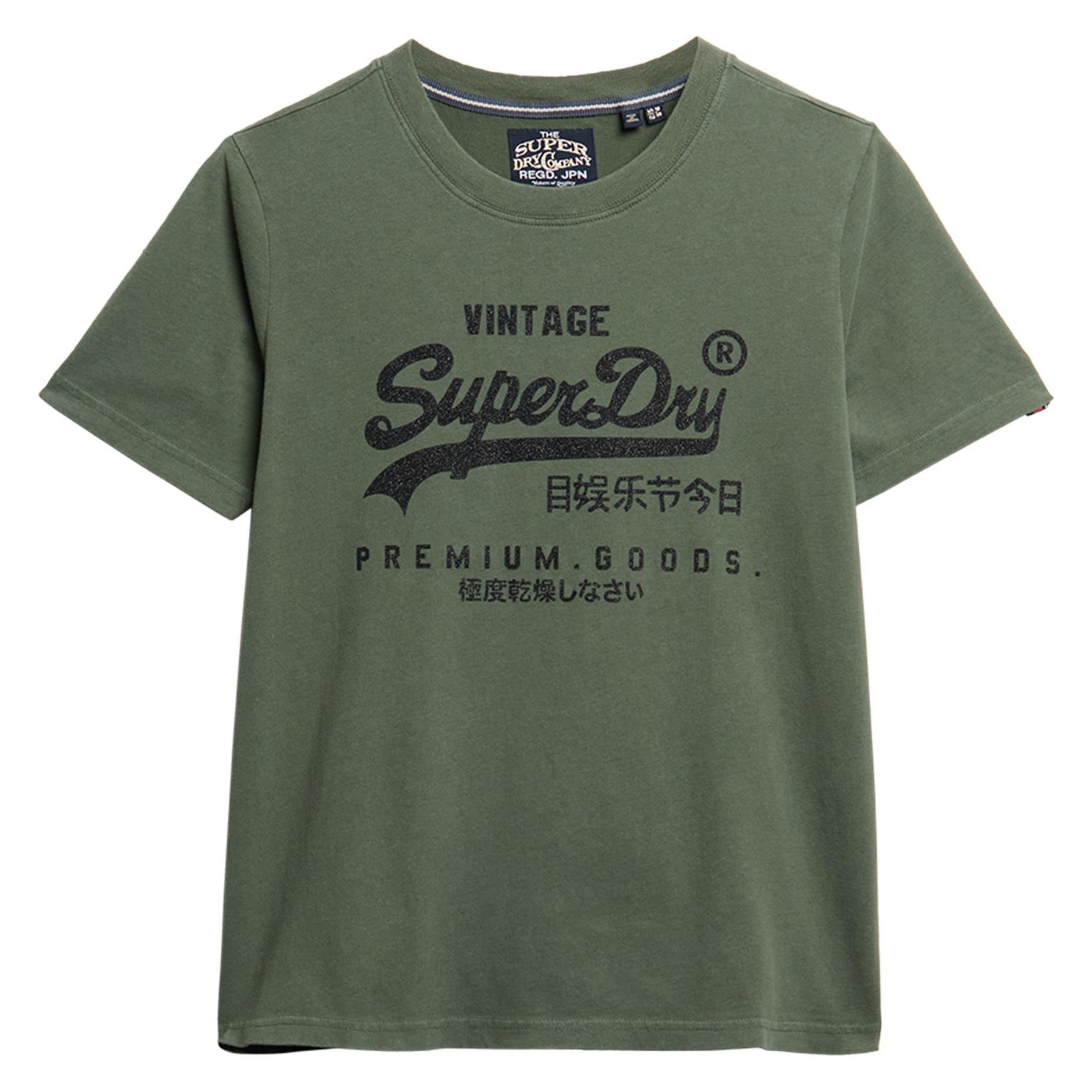 Superdry, Damen, Shirts, Locker Geschnittenes Vintage Logo T-Shirt Mit Verzierung, Grün, (Xs)