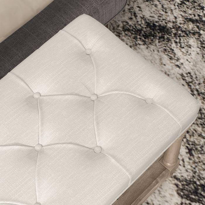 Immagine prodotto Swisshandel24 Panca per scarpe, spazio per riporre oggetti, aspetto lino, gambe in legno, crema 115x40x48cm (40 cm)