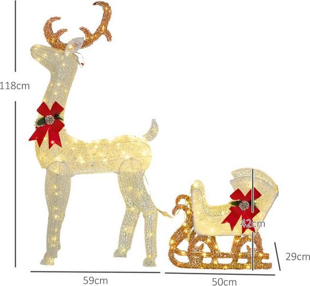 Actual product image Swisshandel24 LED Rentier und Schlitten Weihnachtsdeko mit 170 Lichtern für Indoor, Outdoor
