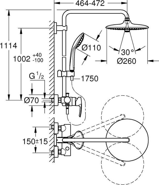 Produktbild Grohe Duschsystem EUPHORIA SYSTEM 260 mit Einhandmischer chrom