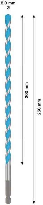 Produktbild Bosch Professional Zubehör Expert HEX-9 Multi Construction Bohrer, 8 x 200 x 250 mm (8 Millimeter)