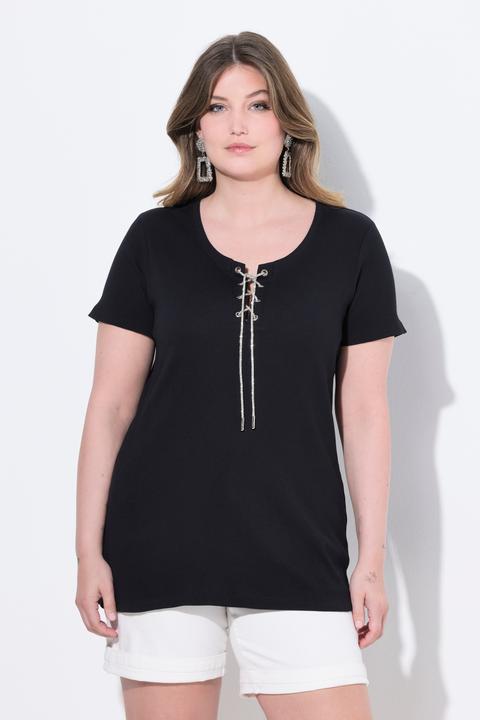Produktbild Miamoda T-Shirt, Slim Fit, Glitzersteinchen-Bindeband (46)