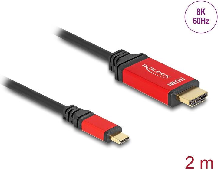 Delock USB Type-C™ zu HDMI Kabel (DP Alt Mode) 8K 60 Hz mit HDR Funktion 2 m rot (2 m)