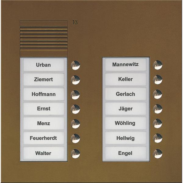 TCS, Klingel + Türsprechanlage, Audio Aussenstation PUK 14 Tasten 2-spaltig UP PU