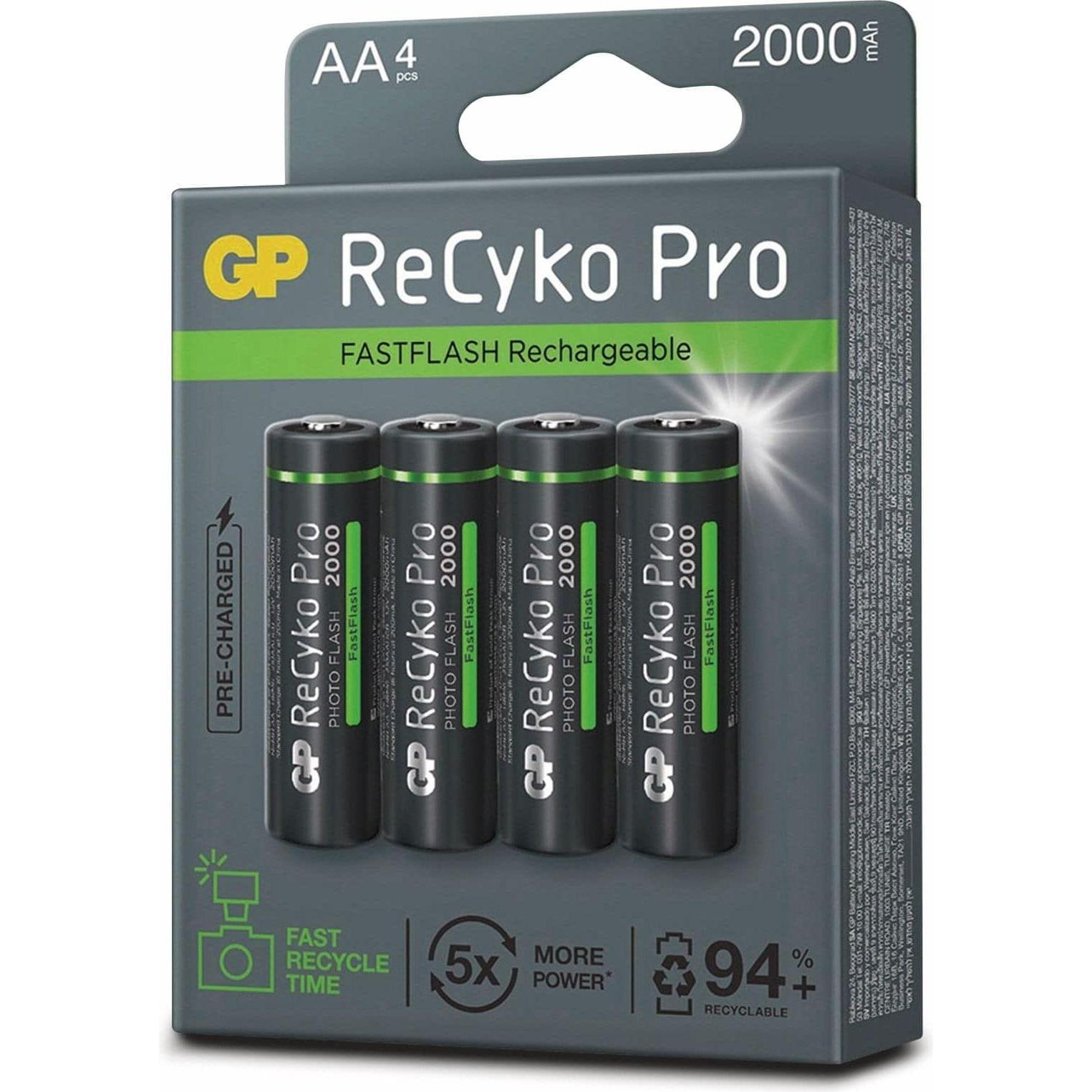 GP Batteries ReCyko Pro AA/Mignon (4 Stk., AA, 2000 mAh), Batterien + Akkus