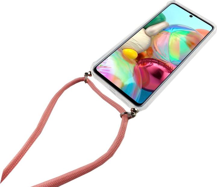 Actual product image König Design Mobile Phone Chain for Samsung Galaxy A71 with Strap Case to hang around Cord Case Pink