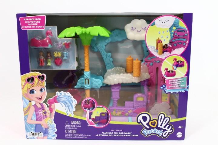 Actual product image Polly Pocket Pollyville flamingo fun car wash, 2 small dolls, for children 4 years and older