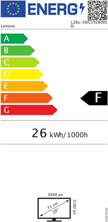 Energie-Label Lenovo L28u-30 (3840 x 2160 Pixel, 28")