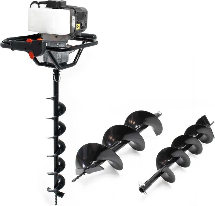 Actual product image Wiltec Ground Drill Set 52cc 1.4kW including Earth Auger Drill Bits 100mm, 150mm & 200mm
