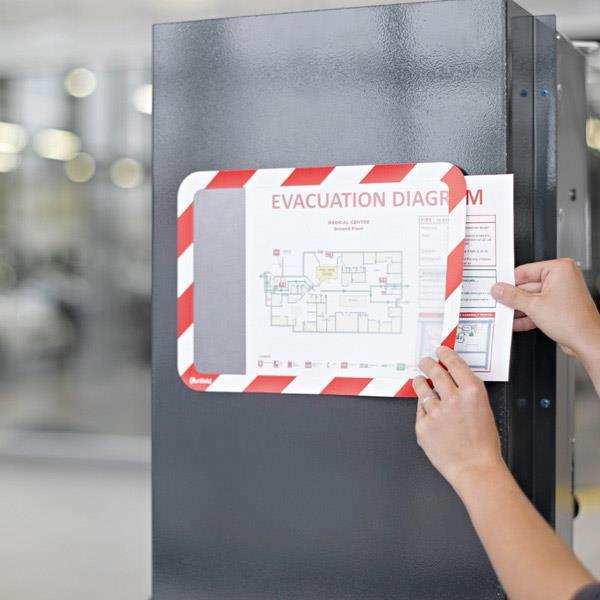 Produktbild Tarifold BIELLA Rahmen-Sichttafel Safety A4 rot/weiss selbstklebend (A4)