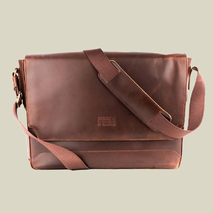 Produktbild Buckle & Seam Leder Messenger Bag Times Braun/Blau