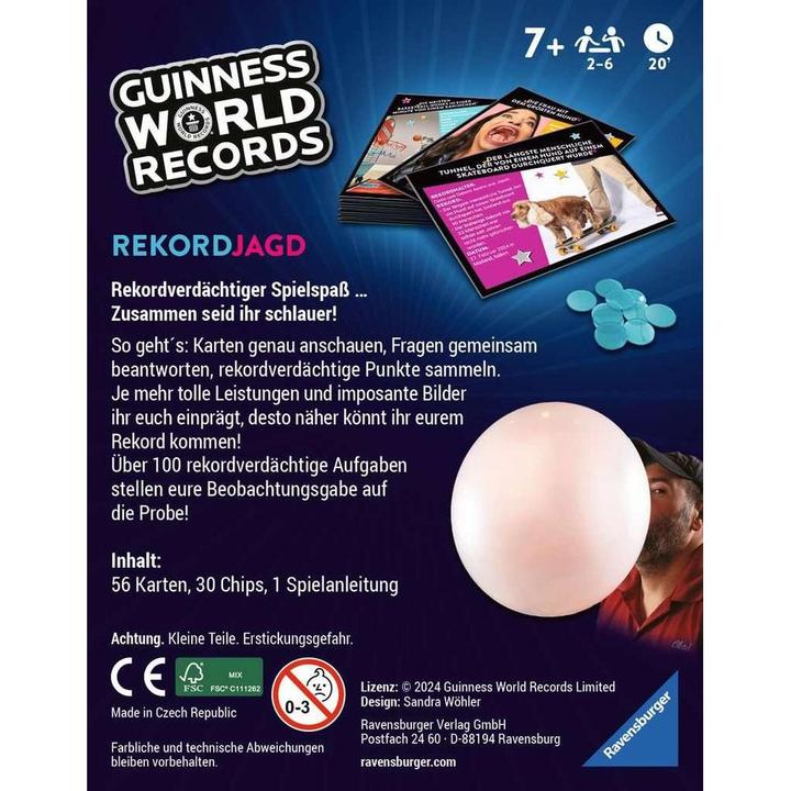 Immagine prodotto Ravensburger 22889 - Guinness World Records: caccia al record - il gioco a quiz e a memoria pieno di (Tedesco)