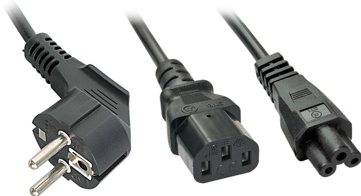 Actual product image Lindy 2m Schuko to 1x IEC C13 and 1x IEC C5 Y-mains cable (2 m)