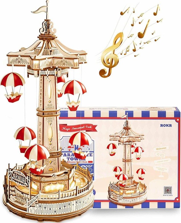 Produktbild Rokr Fallschirm-Turm - 3D Holzbausatz (elektrisch)