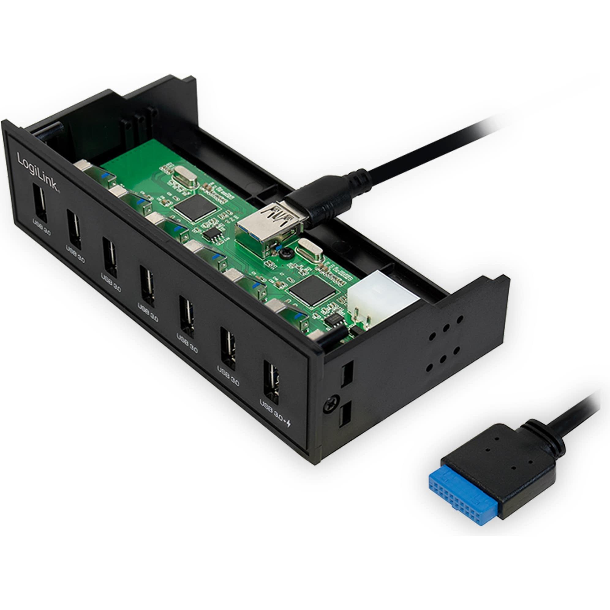 Thumbnail - LogiLink UA0342 (USB-A, 7 Ports), Dockingstation + USB Hub, Schwarz