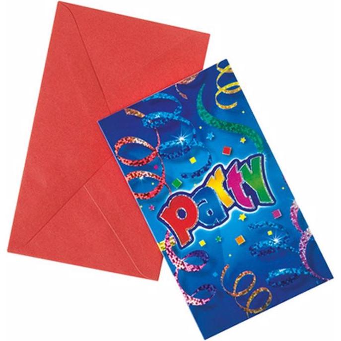 JT- Lizenzen, Grusskarte + Briefpapier, Party Streamers 6St. Einladungen inkl.Um (6 Stk.)