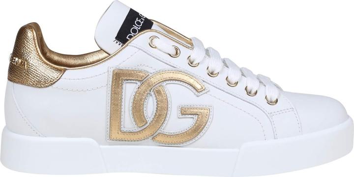 Produktbild Dolce & Gabbana portofino sneakers white and gold with dg logo (42)