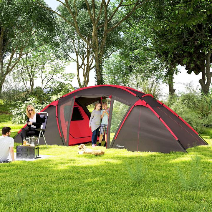 Produktbild Outsunny Campingzelt Polyester, Kunststoff Grau (Tunnelzelt, 6 Personen)