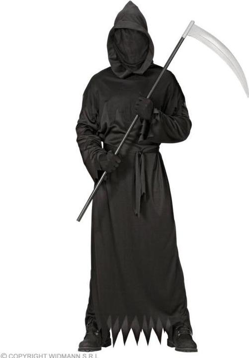 Image du produit Widmann Robe Grim Reaper avec capuche et masque visage invisible, ceinture (S, M, L, XL, XXL)