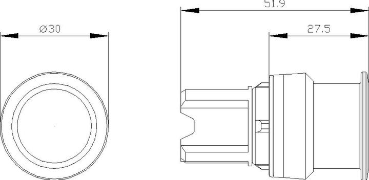 Actual product image Siemens SIRIUS ACT mushroom pushbutton front element metal, high-gloss, black