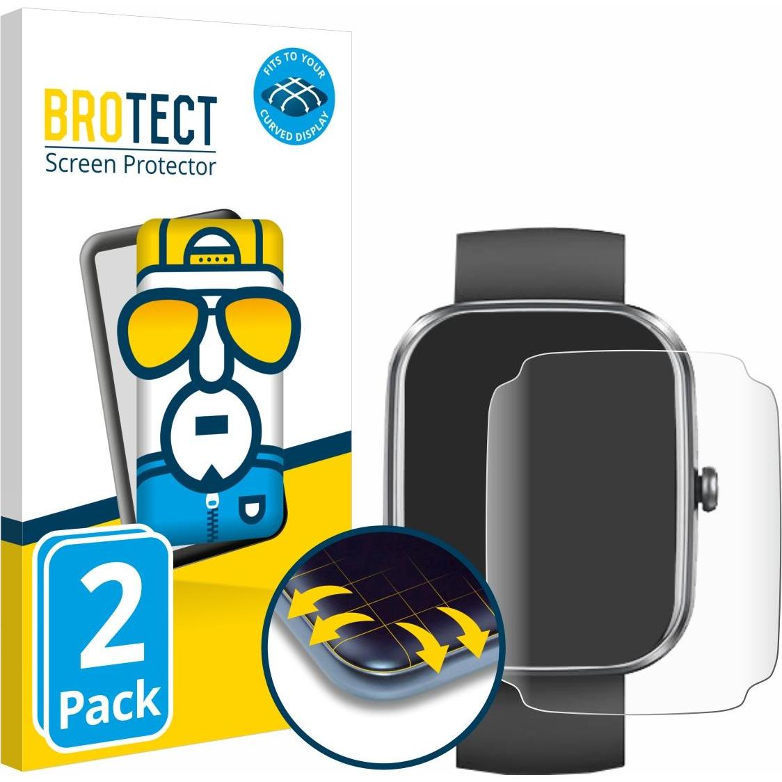 BROTECT Fullscreen Schutzfolie Displayschutz Folie Klar Transparent, Smartwatch Schutzfolie, Transparent