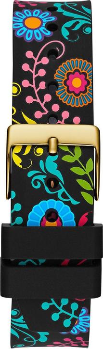 Actual product image Guess P GLD CS W/ FLORAL TR / SUN BLK DIGITAL PRINT DL / BLK FLORAL SILICONE STRP Wristwatch (38 mm)