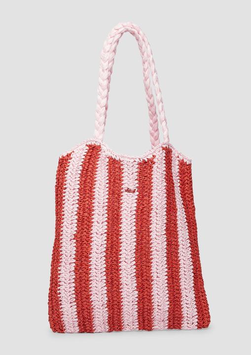 Actual product image S.Oliver Tasche Gestreifte Raffia-Tasche mit geflochtenem Henkel