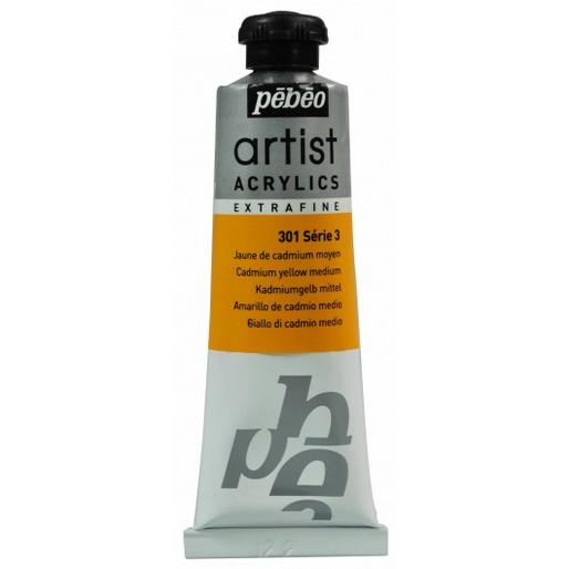 Pebeo, Künstlerfarbe + Bastelfarbe, Artist Acrylics Extrafein Acrylfarben (Kadmiumgelb Mittel, 37 ml)