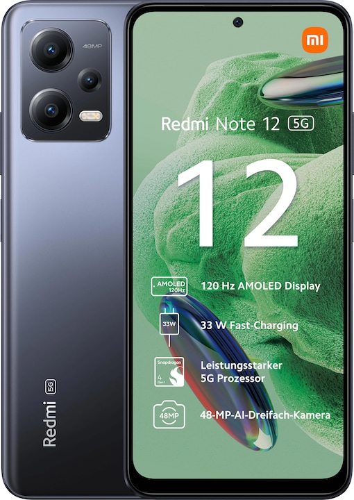 Xiaomi Redmi Note 12 5G (128 GB, Onice grigio, 6.67", Doppia SIM Ibrida, 48 Mpx, 5G)