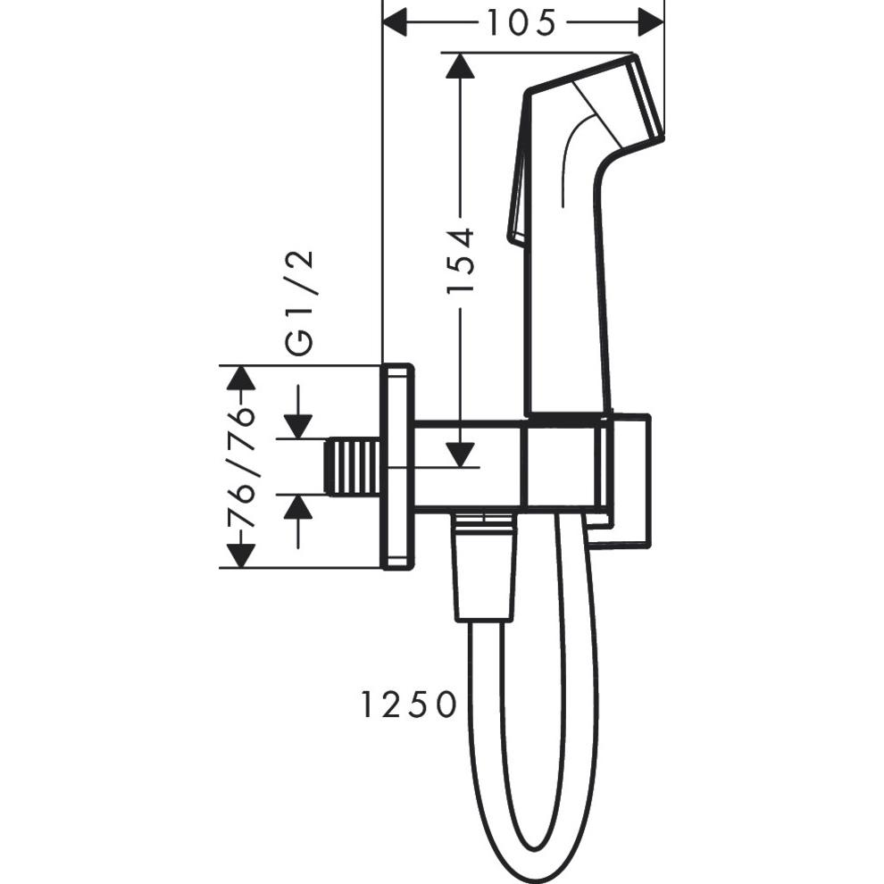Thumbnail - hansgrohe, Duschbrause, Bidette E Handbrause, 1jet, für Kaltwasser, mit Brausehalterung, eckiges Design, EcoSmart (1 Str...