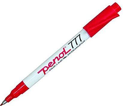 Produktbild Penol Permanentmarker 777, 1 mm, gebrannte Spitze, rød (20x)