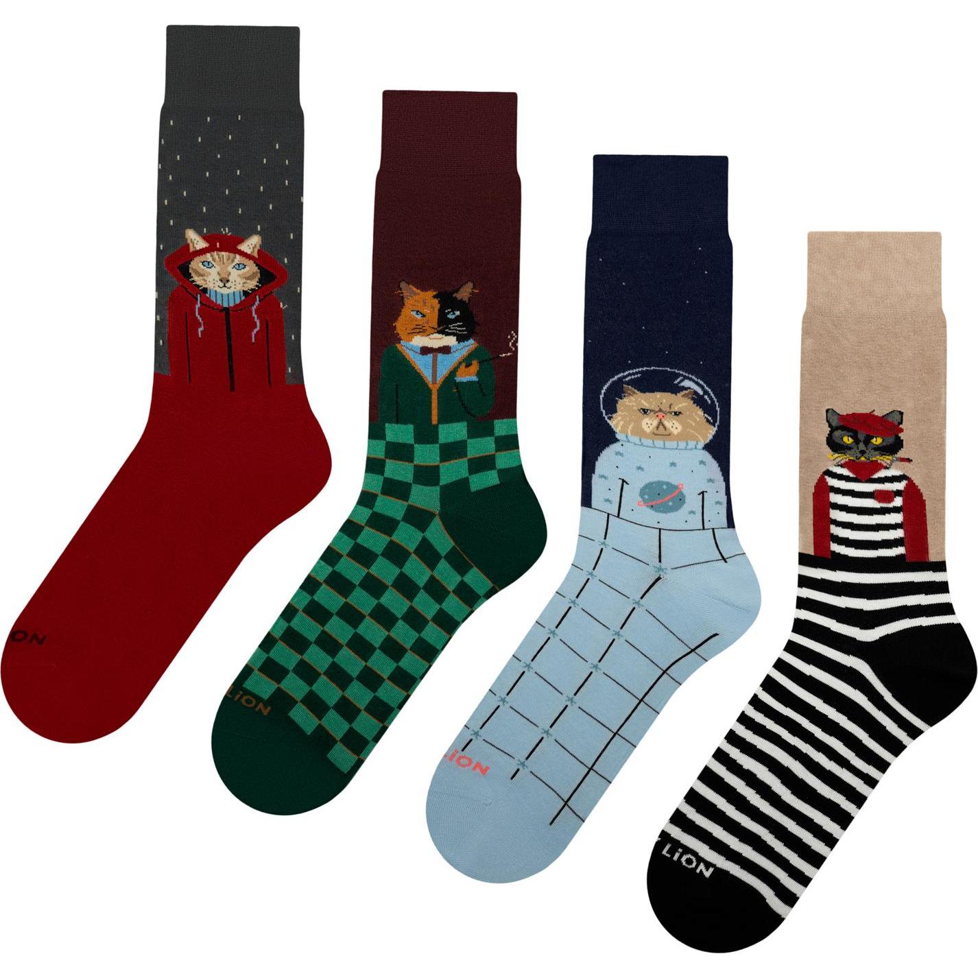 Jimmy Lion, Herren, Socken, socken cat nights (x4), Mehrfarbig, (4er Pack, 36, 40)