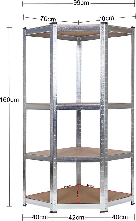 Produktbild Wiltec Schwerlastregal Eckregal 99x77x160cm 200kg Steckregal Kellerregal Lager