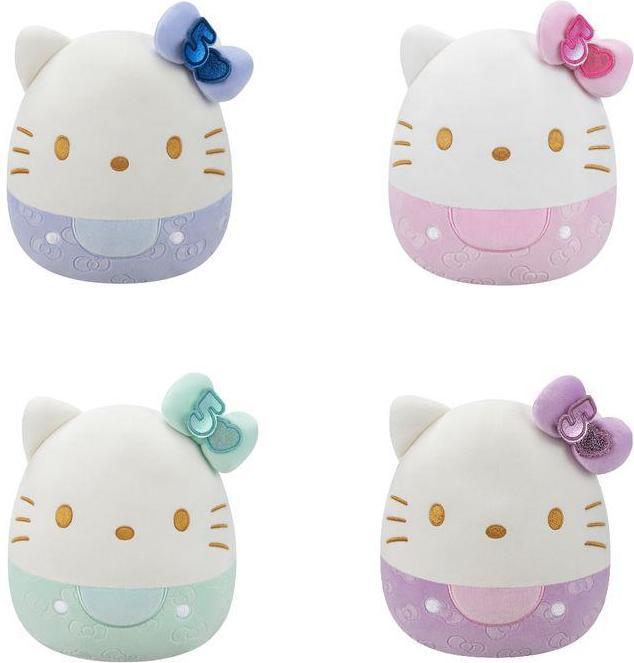 Actual product image Squishmallows Original Sanrio 8-Inch 50th Anniversary Pink Embossed Hello Kitty – Official Plush (20 cm)