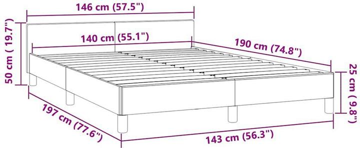Image du produit vidaXL Bettgestell mit Kopfteil (140 x 190 cm)