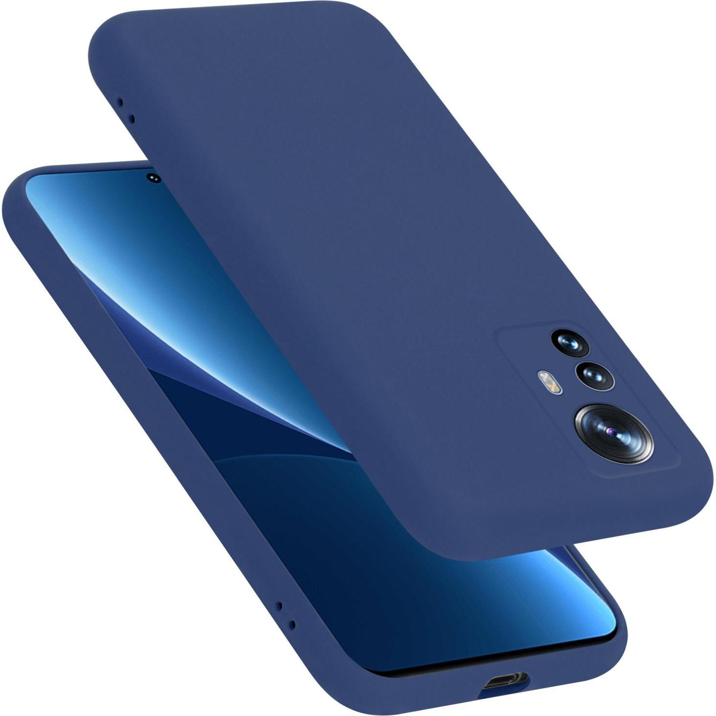 Cadorabo TPU Liquid Silicone Case Hülle für Xiaomi 12 PRO (Xiaomi 12 Pro), Smartphone Hülle, Blau