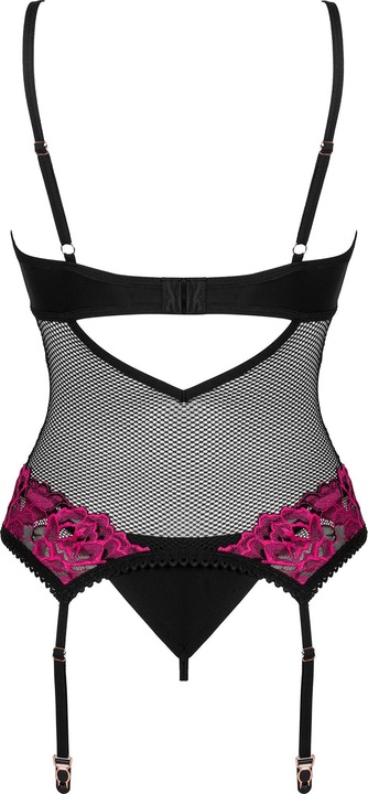 Actual product image Obsessive Rosenty Garter Corset - Black/Purple (L, XL)