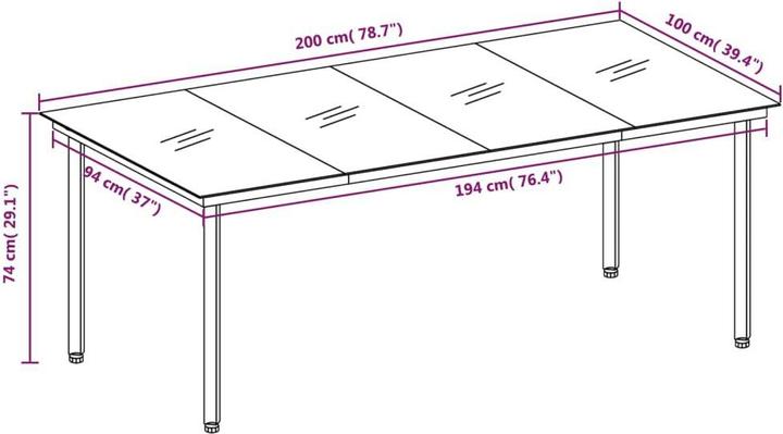 Produktbild vidaXL Garten-Esstisch (200 x 100 x 74 cm)