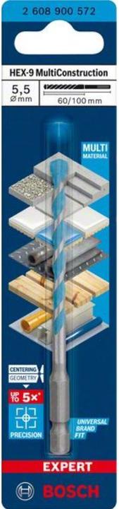 Produktbild Bosch Professional Zubehör EXPERT HEX-9 MultiConstruction Bohrer, 5,5 x 60 x 100 mm (5.5 mm)