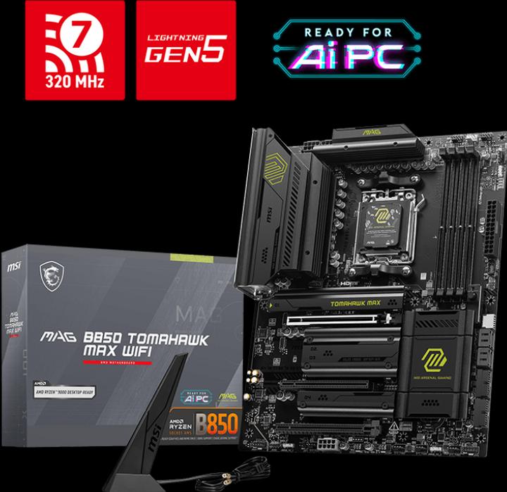 Image du produit MSI MAG B850 Tomahawk Max WIFI (AM5, AMD B850, ATX)