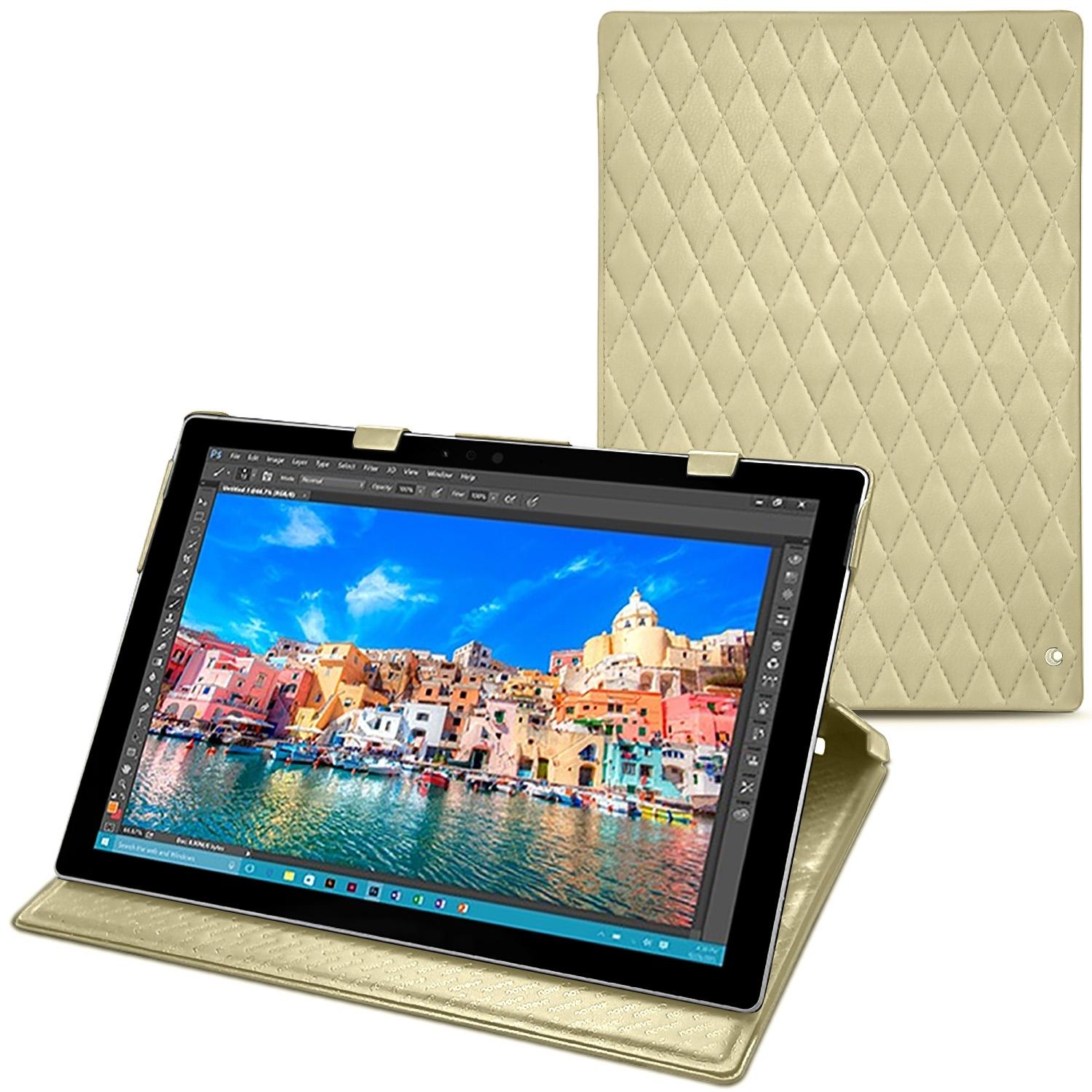 Noreve Lederschutzhülle vertikal (Microsoft Surface Pro 4), Tablet Hülle, Beige