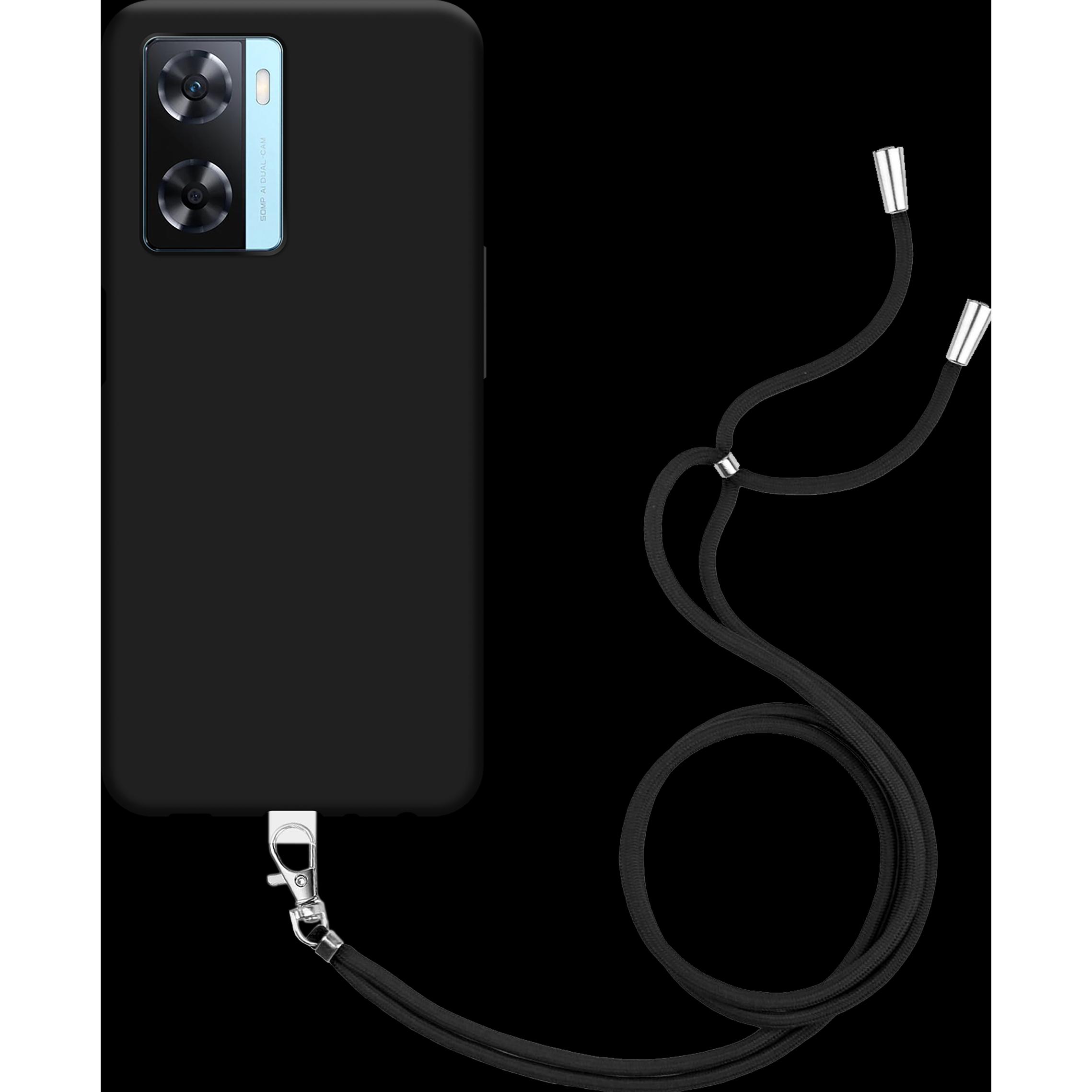 Thumbnail - Cazy Handykette Hülle Kompatibel mit Oppo A57s - Silikon Handyhülle mit Band Necklace Hülle -, Handykette, Schwarz