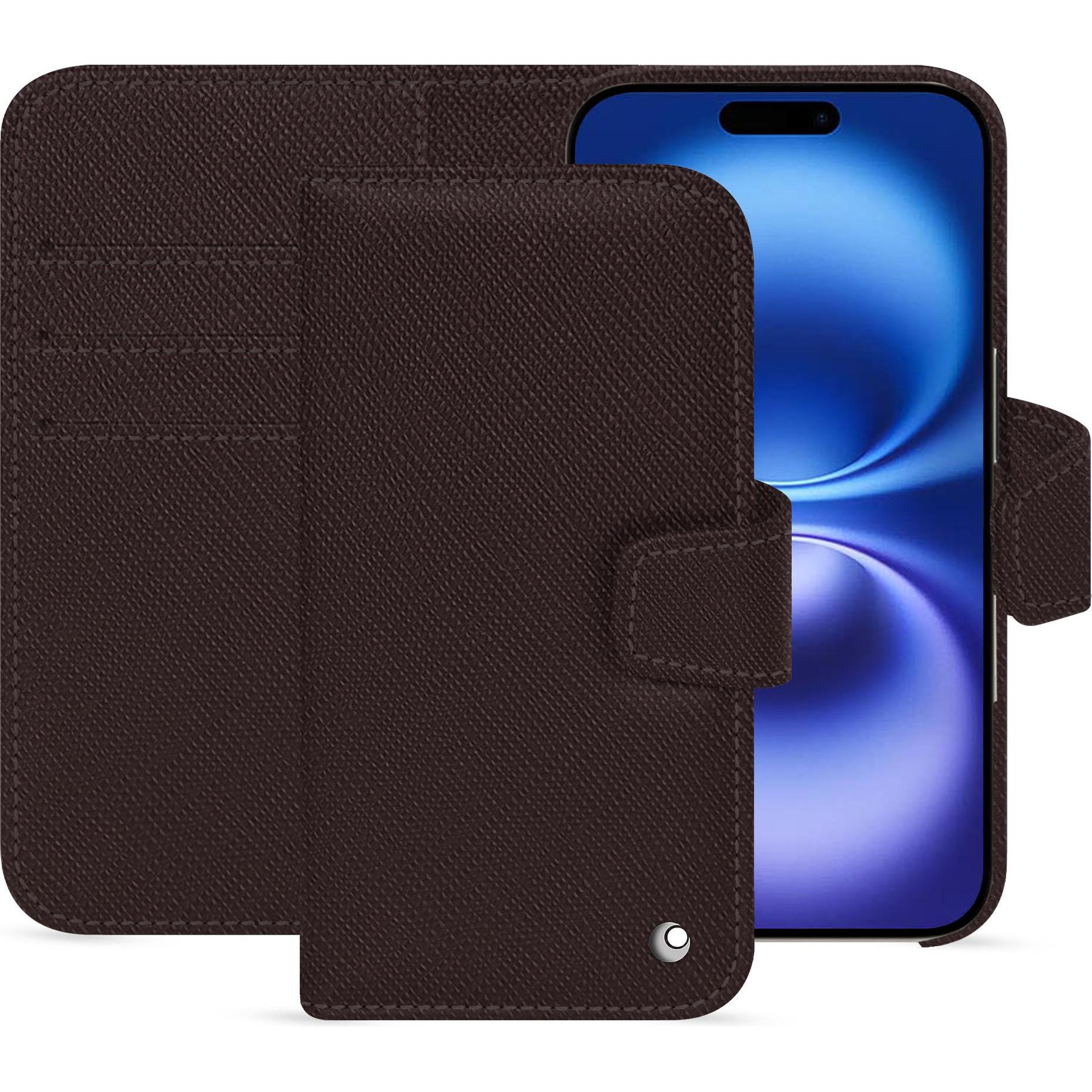Noreve Lederschutzhülle Apple iPhone 16 (Apple iPhone 16), Smartphone Hülle, Braun