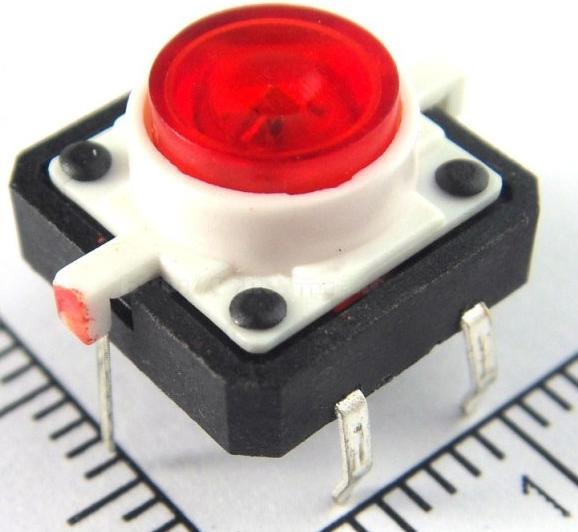 Play-Zone Platinenschalter 12 x 12 X 7 mm mit LED Rot
