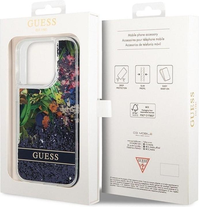Produktbild Guess GUHCP14LLFLSB iPhone 14 Pro 6,1" niebieski/blue hardcase Flower Liquid Glitter (Apple iPhone 14 Pro)