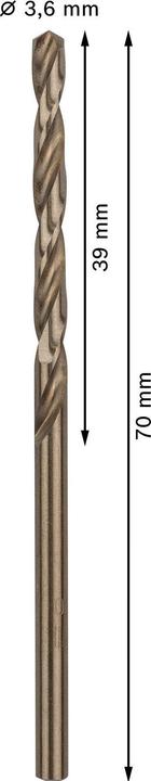 Produktbild Bosch Professional Zubehör PRO Stainless Steel HSS-Co Spiralbohrer, 3,6 x 39 x 70 mm (3.6 Millimeter)