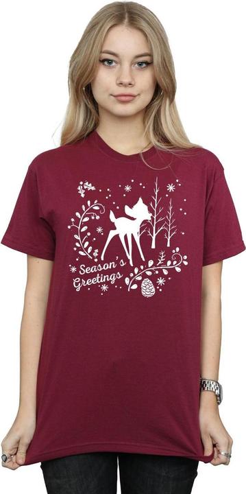 Actual product image Disney Womens/Ladies Bambi Christmas Greetings Cotton Boyfriend T-Shirt (XL)