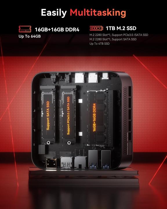 Actual product image NiPoGi Mini-PC mit AMD Ryzen 5 7430U und 4K-Unterstützung (1000 GB, 16 GB, AMD Ryzen 5 7430U)